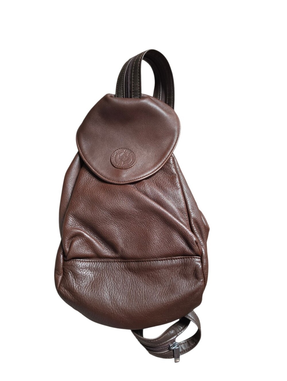 Vintage Delane Canada Brown Leather Backpack Purse Sling Bag - Good Condition
